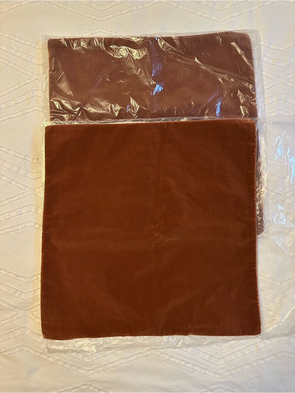 Rust Brown Velvet Pillow Covers (2) - 20”x20” Square